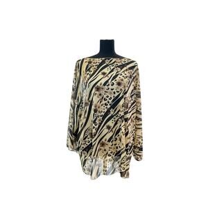 Carolyn Strauss Vintage Animal Print Blouse - Women's 1X